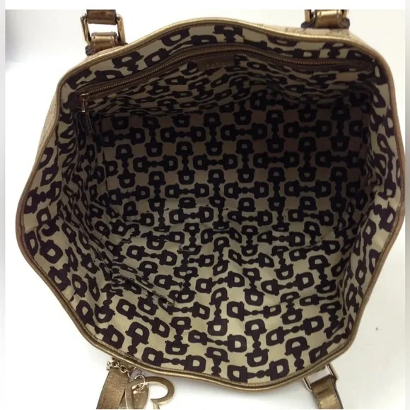 Authenticated Gucci Tote Bag With Heart Charm Canvas 139261 Brown & Beige Shoulder Bags